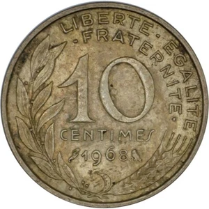 French coin of 10 centimes 1968 from the portrait of Marianne, Aluminum-Bronze - Picture 1 of 3