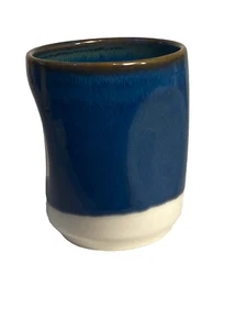 Starbucks Espresso Pinched Warmer Mug 2008 Deep Blue, White, Chocolate Rim No H- - Bild 1 von 7