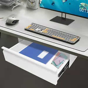 Iron Under Desk Mounted Sliding Pull-out Storage Drawer Storage Organizer 4.4lb - Picture 1 of 13