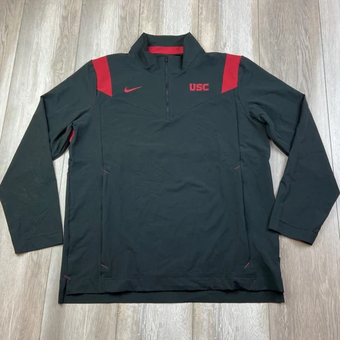 Nike USC Trojans Windbreaker Mens Large Black Red 1/4 Zip Vented On Field Men Cover