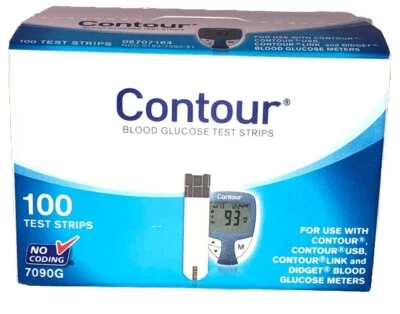 Caja de 100 tiras reactivas de glucosa en sangre Bayer Contour #7090G - totalmente nueva - ENVÍO N 24 HORAS Foto 1 de 4