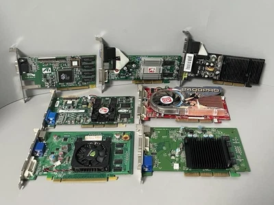 Lot of 7 Vtg Graphics Cards ATI Radeon Rage VGA GeForce Untested Retro Gaming - Image 1 of 4