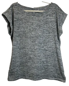 T by Talbots Tunic Top Women’s Sz L Gray Marled Knit 3 Button Back Side Slit Hem - Picture 1 of 12