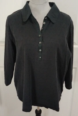 Túnica Liz Claiborne Talla 2X Negra Para Mujer 100% Algodón Top Camisa Botón Cuello en V Foto 1 de 4