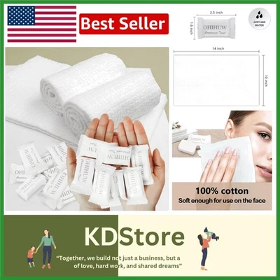 大号可重复使用棉质压缩毛巾 - 便携式多功能 — 第 1/4 张图片