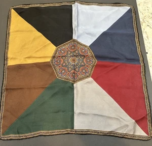 Pañuelo cuadrado vintage Ashear seda multicolor cachemira centro bolsillo Italia - Imagen 1 de 8