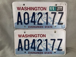 Washington State License Plate Matching Pair Old School Embossed - Picture 1 of 2