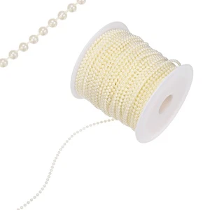 Borde de cadena con cuentas de perlas de 55 yardas de 3 mm para manualidades hágalo usted mismo [Beige] - Imagen 1 de 6