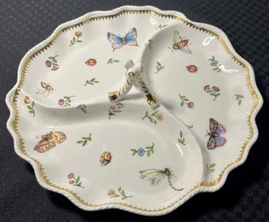 I. Godinger & Co Primavera Plato para servir de 3 secciones con mango 10,75" mariposas - Imagen 1 de 6
