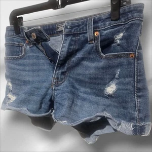 Pantalones Cortos Para Mujer Abercrombie & Fitch Denim Corte Puños Talla 4 W27 Tiro Bajo Elastizados - Imagen 1 de 4