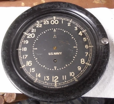 Vintage- Large-Seth Thomas-US Navy-WW2-Ships Clock-To Restore-8" dial-#B277 - Image 1 of 4