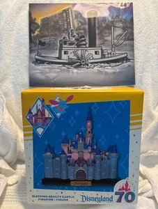 NEW Disneyland 70th Anniversary Castle Figurine Statue &Steamboat Willie Artwork - Picture 1 of 7