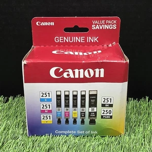 GENUINE Canon PGI-250/ CLI-251 5 Color Value Pack, Complete Ink Set, New! - Picture 1 of 6