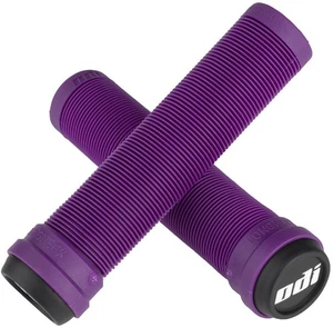 ODI Flangeless Longneck Purple Rib Pattern Bike Grips - Soft Compound Comfort - Picture 1 of 1