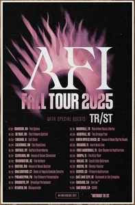 AFI | TR/ST Tour 2025 Edición Limitada Nuevo Póster RARO + ¡Póster Bonus Punk Hardcore Rock! - Imagen 1 de 2