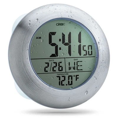 Extra Large Shower Clock with Suction Cups, Date and Temperature, Water Resis... - Image 1 of 4