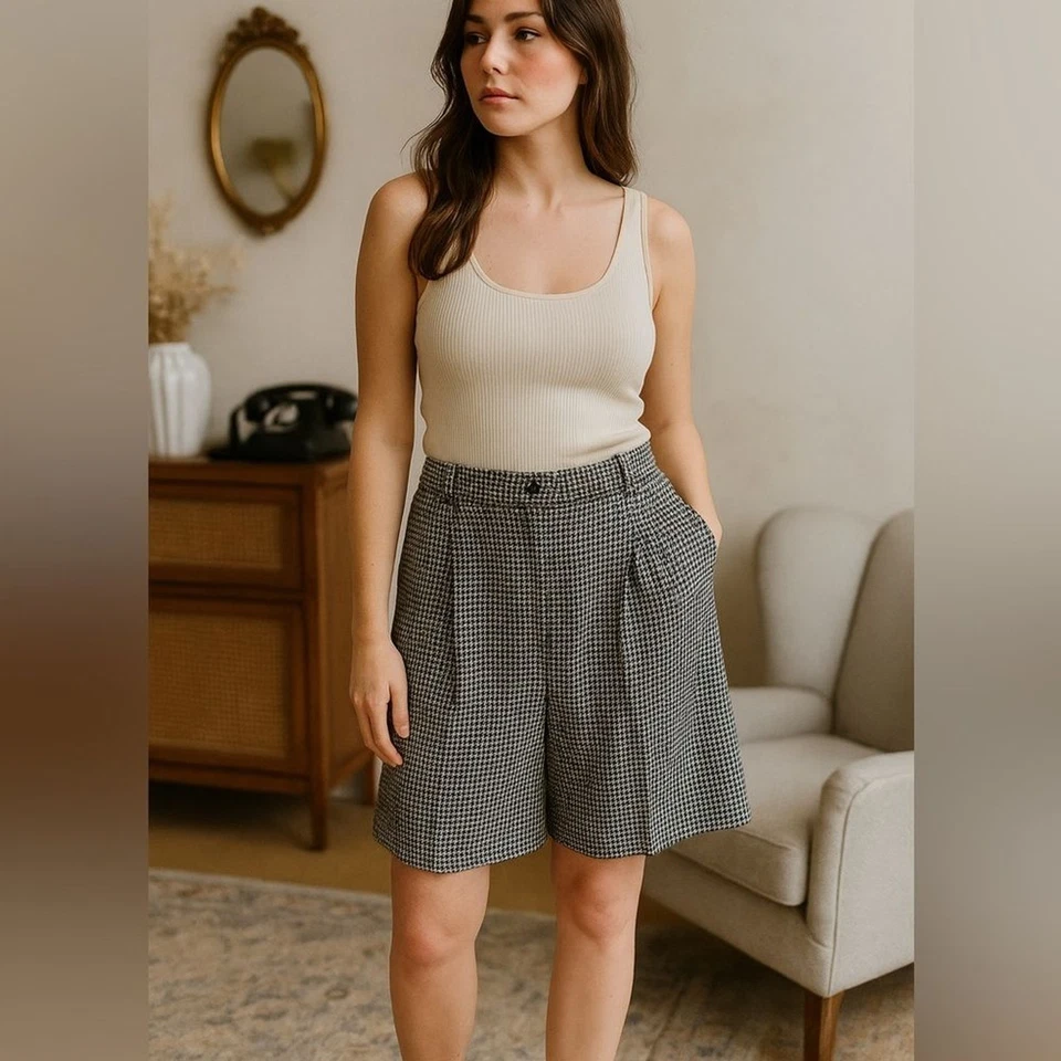 Винтажные женские плиссированные шорты Sag Harbor из шерстяной смеси с подкладкой размер 16 - Изображение 1 из 4