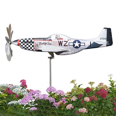 Metal Airplane Wind Spinner Aircraft Windmill Wind Catcher Garden Yard Decor - Image 1 of 4