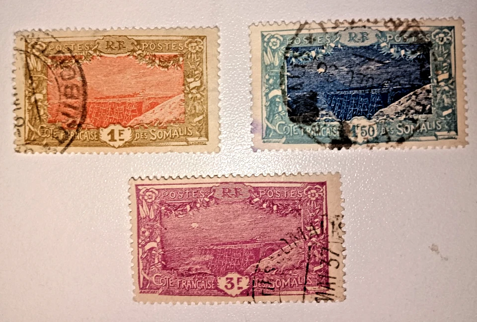 🟪FRANCIA - SOMALIA - 1915/33 - HOLL HOLL Bridge - JUEGO DE PIEZAS INC. RARO 3f - USADO Foto 1 de 1