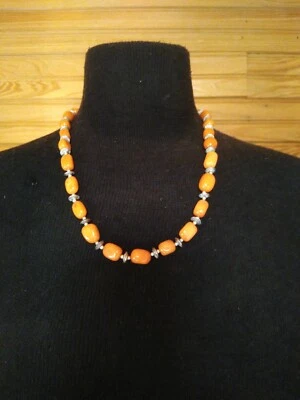 Beautiful Natural Butterscotch Amber and Silver 22" Art Deco Necklace Baltic  — 第 1/4 张图片
