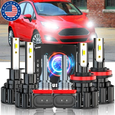 For Ford Fiesta 2014-2017  Led Headlight Hi/Lo+Fog light Combo Bulbs White 6PCS - Image 1 of 4