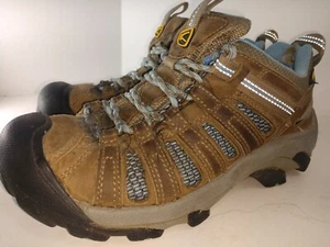 Keen braun & hellblau Leder Wandern Trail Kappe Zehe Schuhe Damen US 7M - Bild 1 von 12