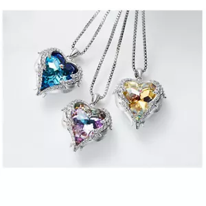 Xmas Gifts Love Heart Rainbow Mystic Topaz 925 Sterling Silver Necklace Pendants - Picture 1 of 10