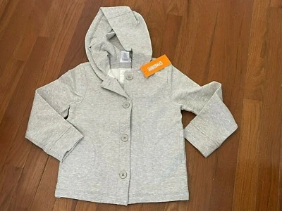 Gymboree Girls Uniform Gray Hooded Button Down Jacket Size Small 5-6 S 5 6 New - Image 1 of 4