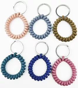 6PCS Stretchable Wrist Keychain Key Holder,Wristband Wristlet Keychain Spring Fl - Picture 1 of 6