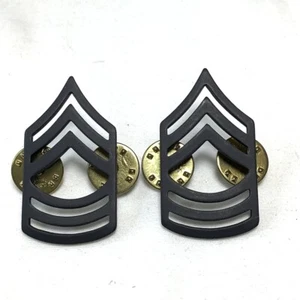 US Army Chevrons Master Sergeant E-8 Army Metal Collar Rank Insignia Black - Picture 1 of 3