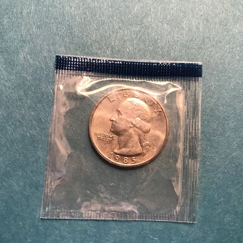 1985 P Washington Quarter Philly  Unc Mint Cello  FREE SHIP Cover