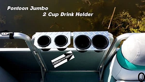 Diamond Plate  2 Jumbo Cup Drink Holder Fits     1 Inch Pontoon Boat Fence Rail - Bild 1 von 7