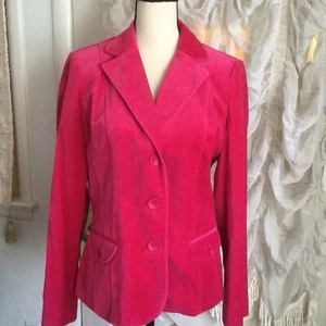 NEw Liz Claiborne Blazer Jacket Raspberry Red Velvet 100% Cotton Size 8 $119 - Picture 1 of 4
