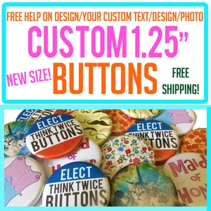 500 Custom 1.25" inch Buttons Badges Pins Punk Indie Bands Rock Pinback Church - Picture 1 of 3