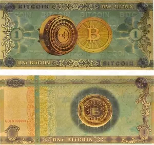 PRECIOSO BILLETE DE BITCOIN FANTASIA PLASTIFICADO DORADO SC - Imagen 1 de 1