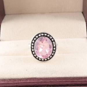 Morganite Gemstone 925 Sterling Silver Ring Handmade Jewelry Ring For Gift - Picture 1 of 2