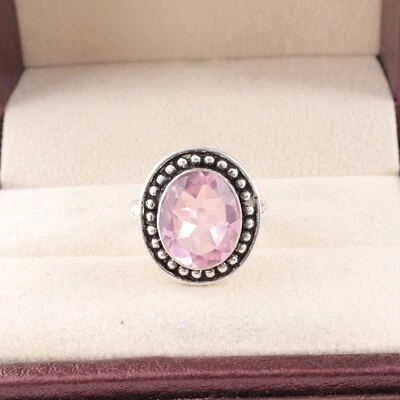 Morganite Gemstone 925 Sterling Silver Ring Handmade Jewelry Ring For Gift - Image 1 of 2