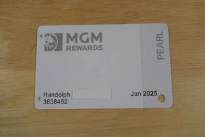 Tarjeta tragamonedas para jugador de casino MGM Rewards PEARL (Randolph) - Imagen 1 de 2