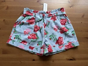 Janie and Jack Girls 12 Blue Shorts with Red Roses 2023 NWT - Picture 1 of 5