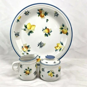 4 PIECE SET STUDIO NOVA SUNSHINE VALLEY LEMON ORANGE CREAMER SUGAR CHOP PLATE  - Picture 1 of 5