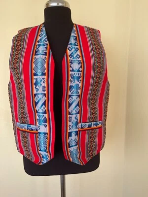 chaleco chaleco ropa aguayo Bolivia hecho a mano color étnico tejido a mano tinku Foto 1 de 3