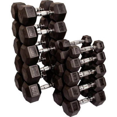 CAP COATED RUBBER HEX DUMBBELLS - 10,15, 20, 25, 30, 35, 40LB - PR SHIPS FREE - Image 1 of 4