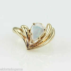 DESIGNER HANDMADE RING 0.65 CT. PEAR OPAL 14K YELLOW GOLD SIZE US5.5 - Picture 1 of 1