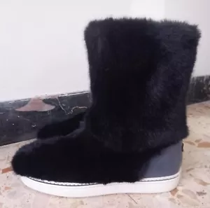 NEU JIL SANDER NAVY Stiefel/Boots 39 Leder blau Fakefur schwarz Sohle weiß - Bild 1 von 12