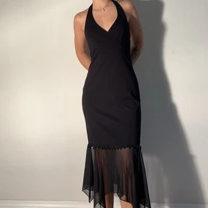 Vintage 90's Jodi Kristopher Beaded Halterneck Slip Dress - Picture 1 of 7