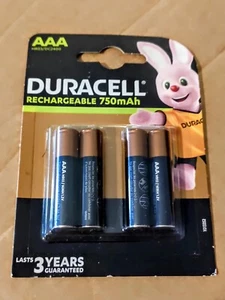 Duracell 750mAh AAA HR03 Rechargeable Batteries x 4 - Picture 1 of 1