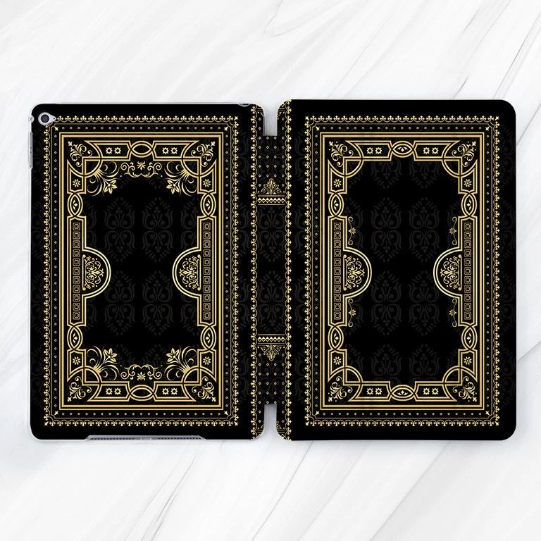 Retro Vintage Book Gold Black Case For iPad 10.2 Air 3 4 5 Pro 9.7 11 12.9 Mini - Image 1 of 4