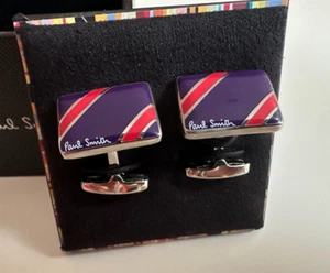 Gemelos Paul Smith Esmaltados | Rayas Púrpura Oscuro y Rojo | Edición Limitada ✨ - Imagen 1 de 7