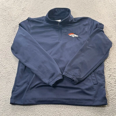 Pullover Denver Broncos para hombre XL NFL 1/4 cremallera azul forrado de vellón logotipo de fútbol americano Foto 1 de 4