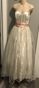 VTG gunne sax Strapless dress Lace Gown With Bow Size 13 Junior Prom - Picture 1 of 9